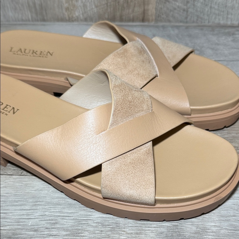 Ralph Lauren Kelsie Leather Slide Sandals - Picture 4 of 8